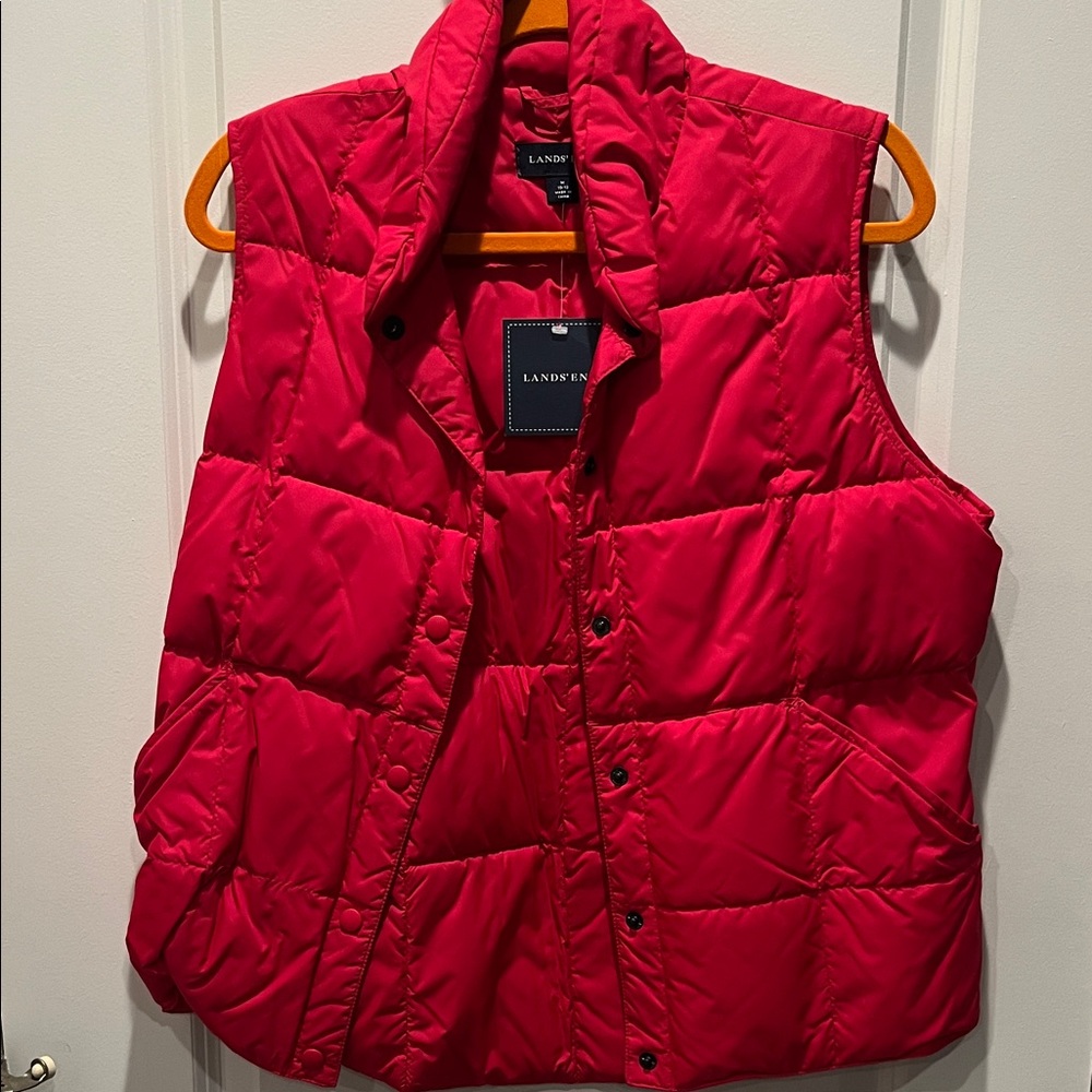 Lands' End Vibrant Red Quilted Vest